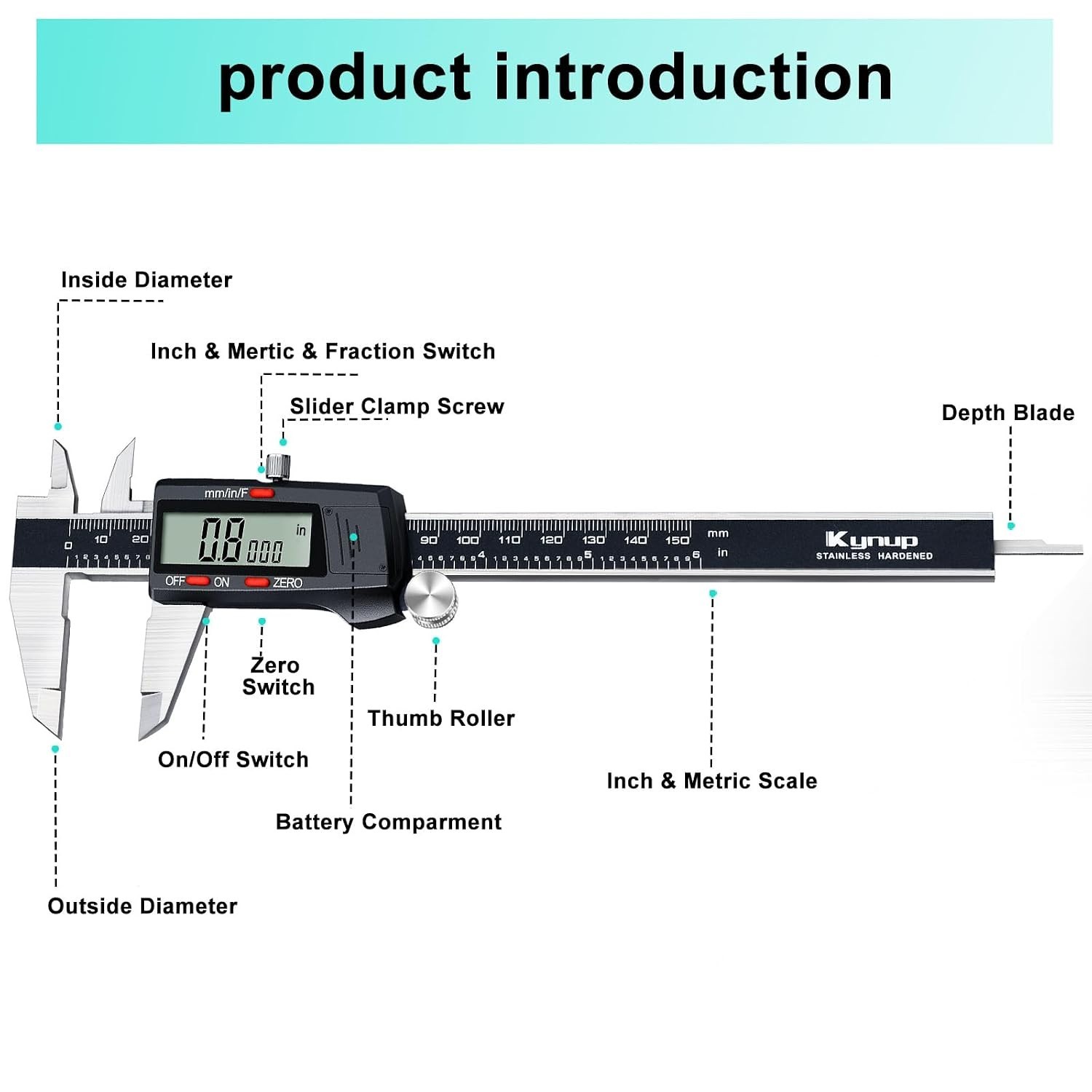 Digital Vernier Caliper 6In/150mm – Stainless Steel