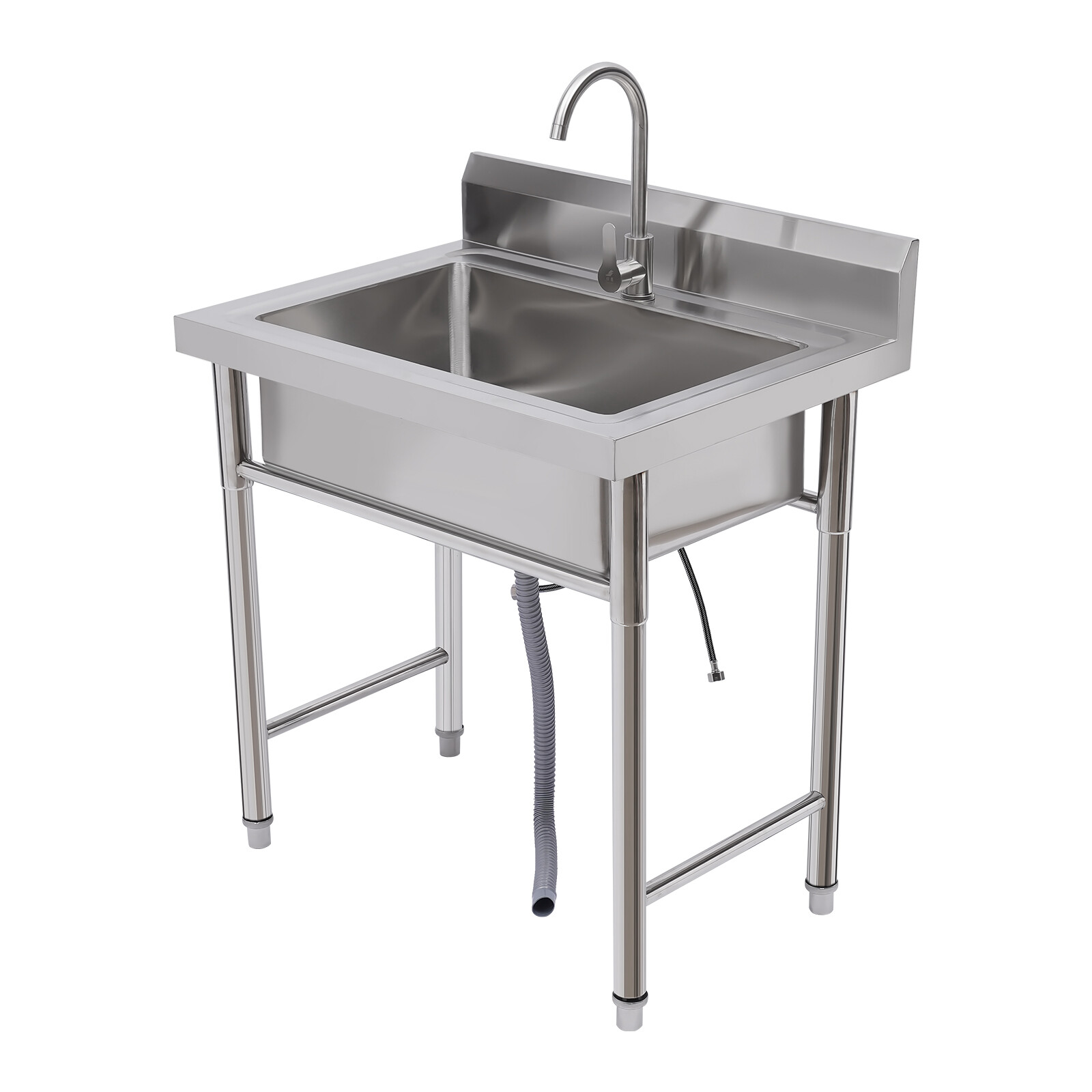 Kitchen Sink Stainless Steel Commercial 1 Compartment Utility Sink With Faucet