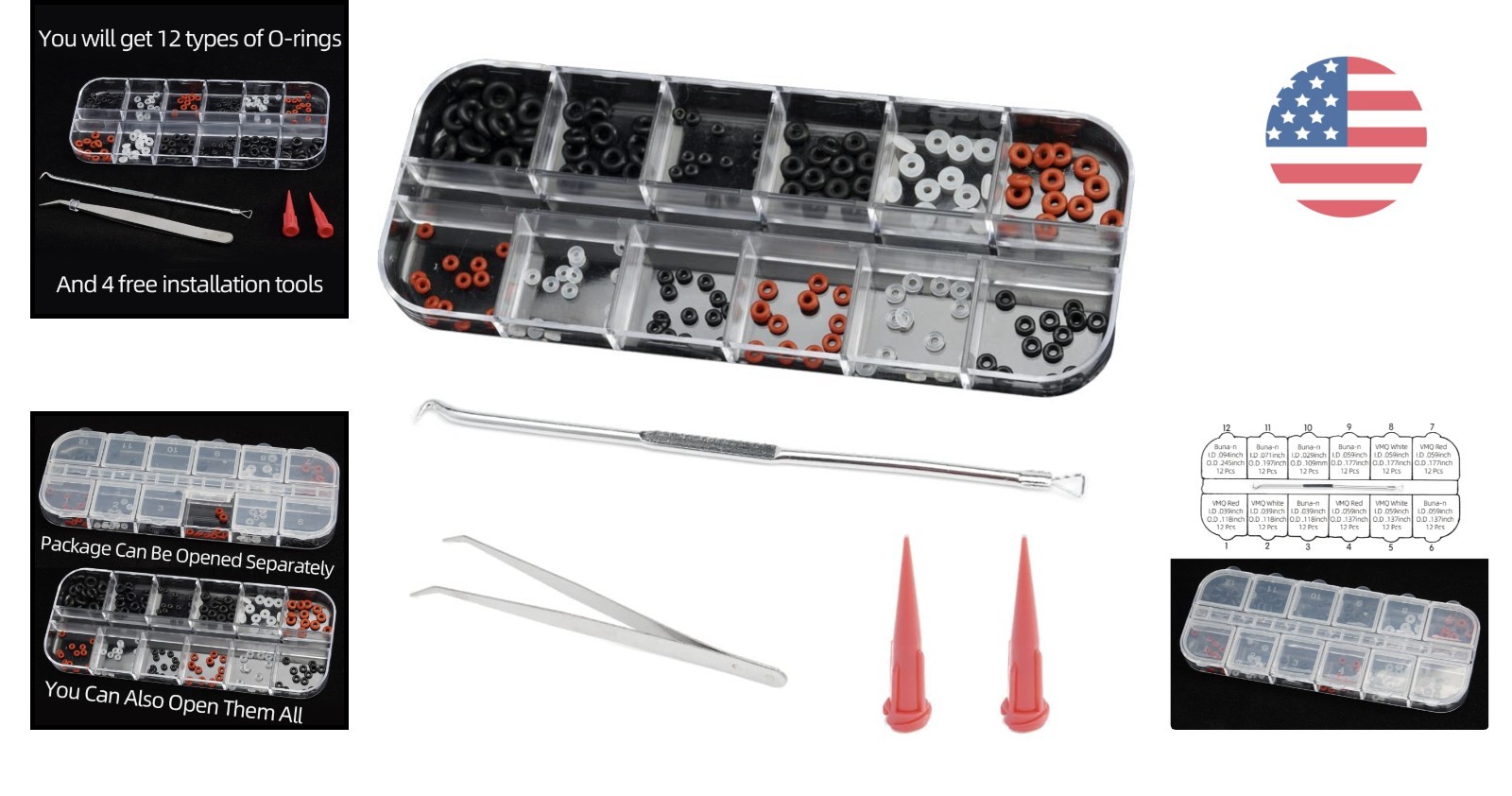 Complete 144-Piece Nitrile Rubber O-Ring Assortment with Handy Storage Case