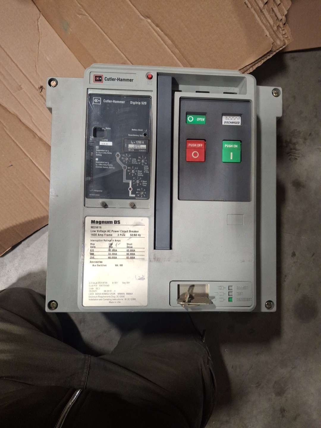 Eaton Magnum DS MDS616 Breaker (E/O,B/I) – 1200 Amp – Tested/1Yr Warranty