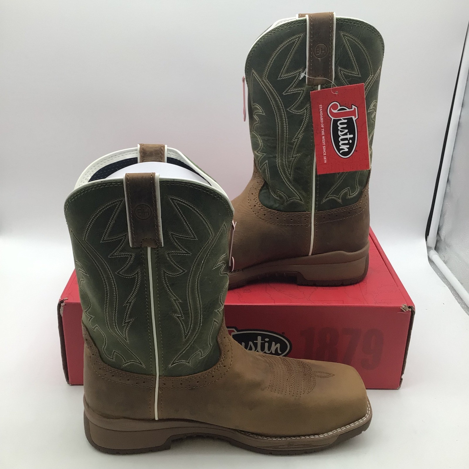 Justin Mens Nitread Cowhide Waterproof Nano Comp Toe Work Boots Size 11 D NEW