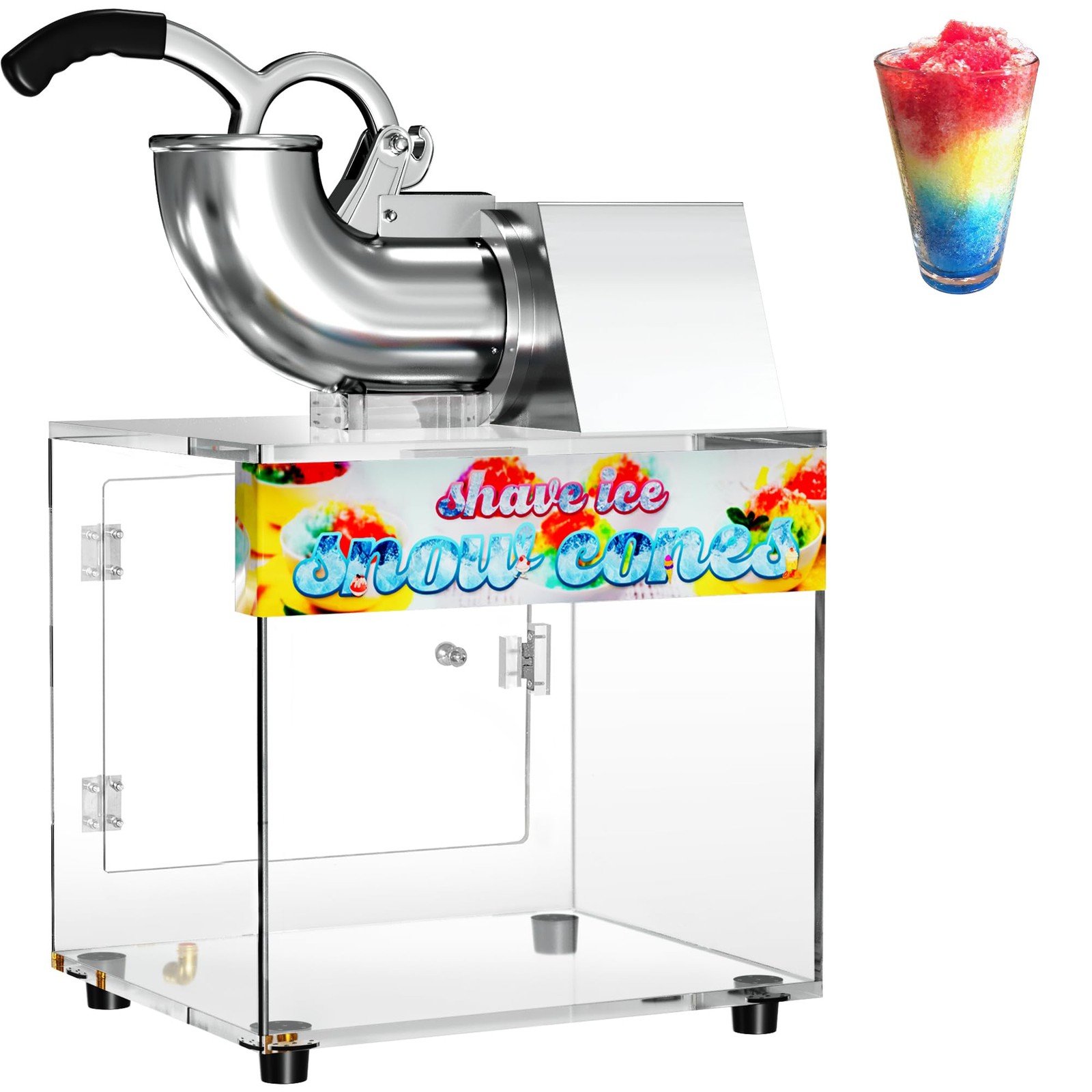48L Snow Cone Machine, 500LB/H Commercial Shaved Ice Machine for Snow Cones, …