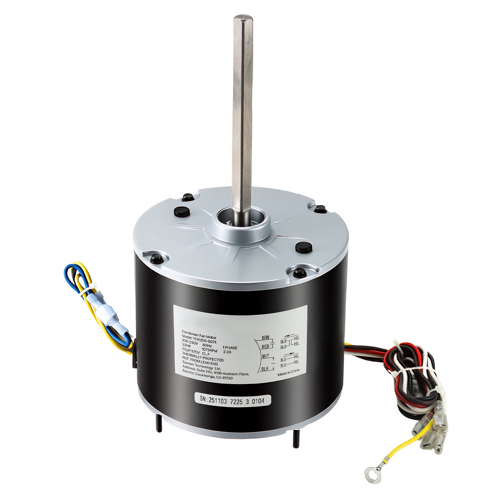 Uimoso Condenser Fan Motor with Capacitor 1/3HP 1075RPM 208-230V CW/CCW Rotation