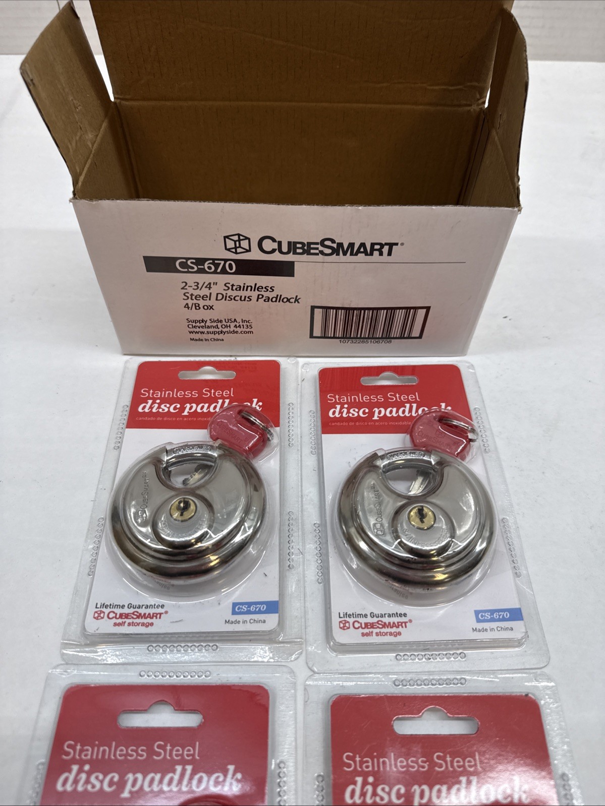 Cubesmart Storage Locker Disc Lock CS-670 2-3/4″- New In Sealed Package Qty 4