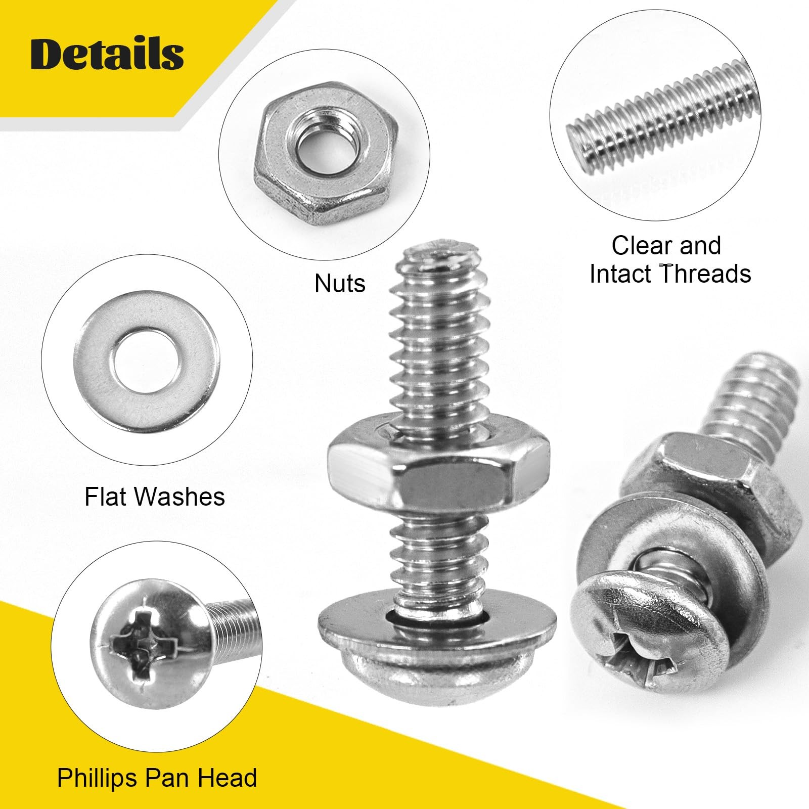 358PCS Machine Screws and Nuts Assortment Kit, #6-32#8-32#10-24 Phillips Pan
