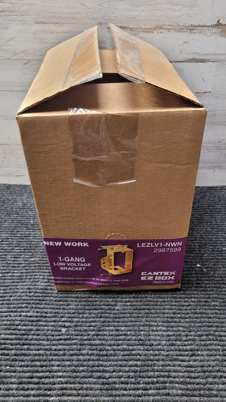 Box of 12 EZLV1-NWN, 1-Gang Orange Plastic New Work Interior Wall Electrical Box