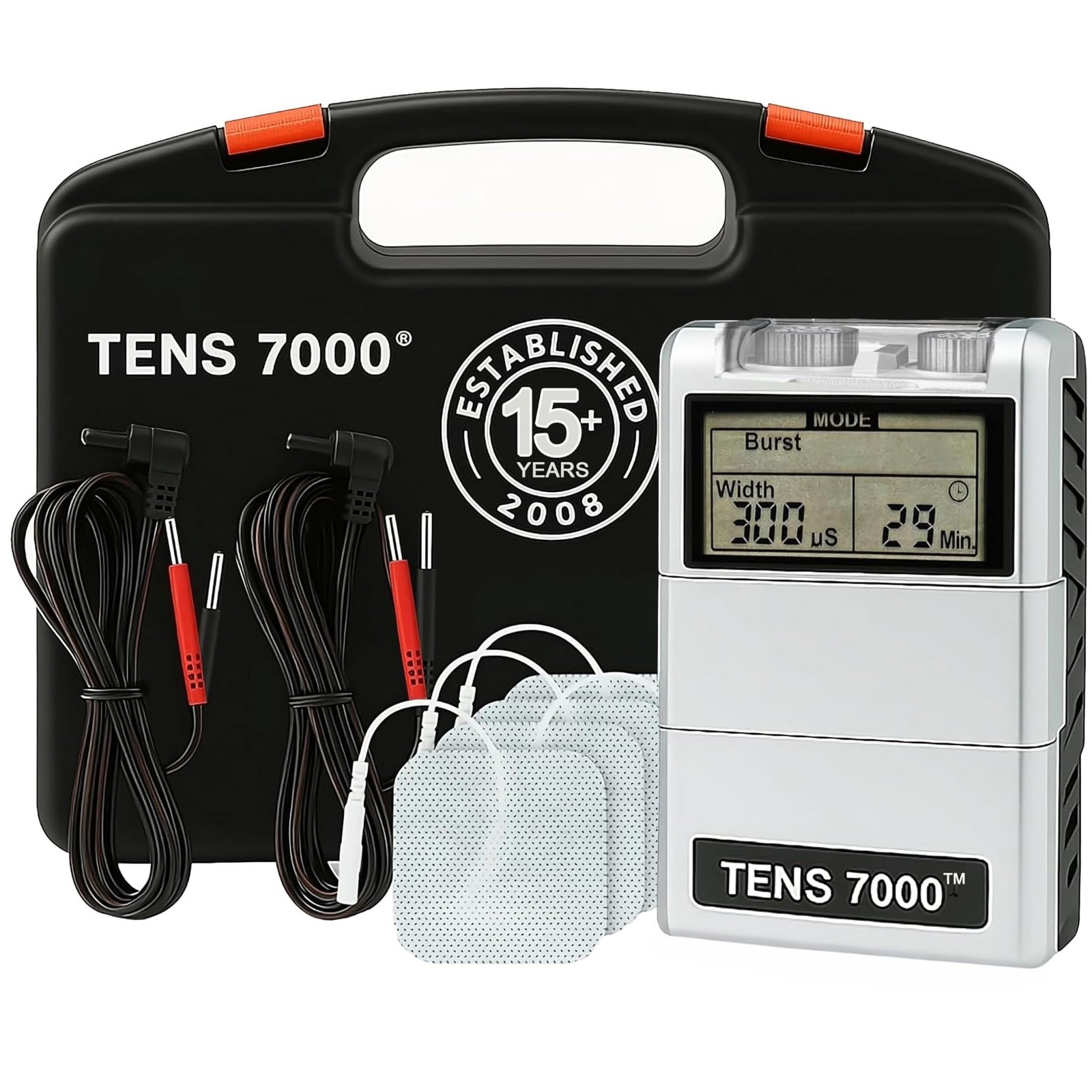 TENS 7000 Digital Unit with Accessories – Muscle Stimulator Black