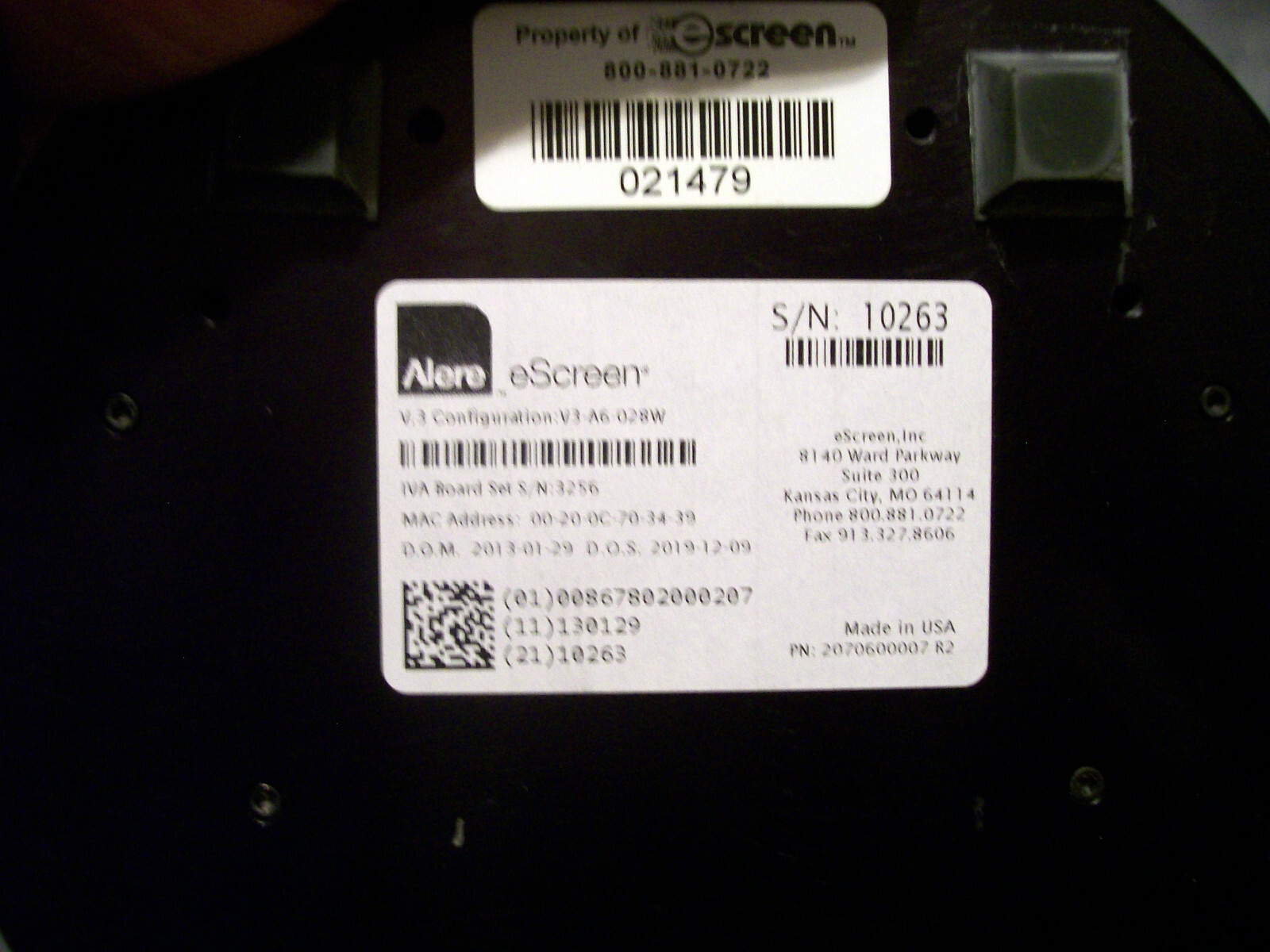 E READER ALERE eSCREEN V3-A6-028W V.3 CONFIGURATION UNIT ONLY
