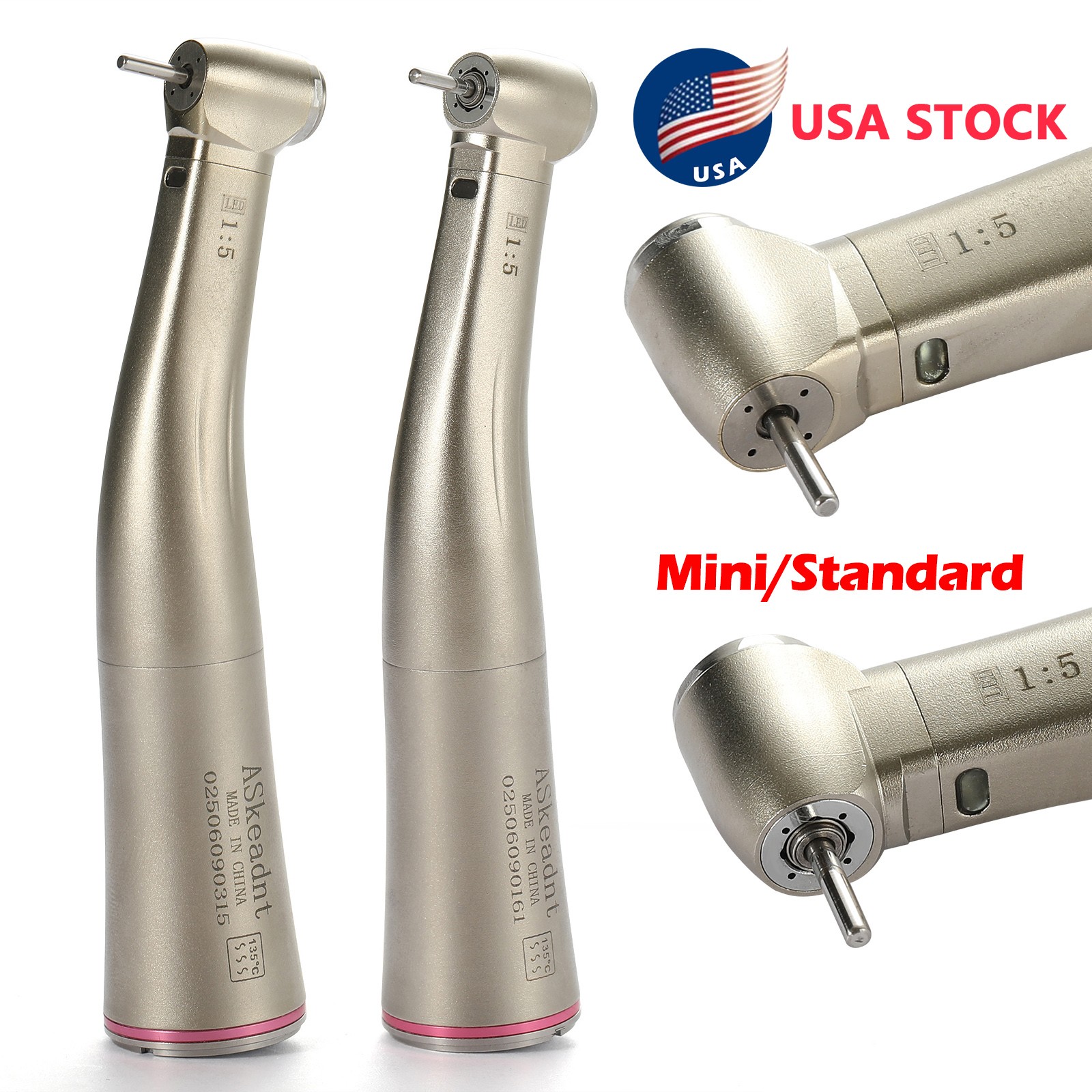 Electric 1:5 LED Contra Angle/ High Speed Handpiece Push Button 2/4H YBB Dental