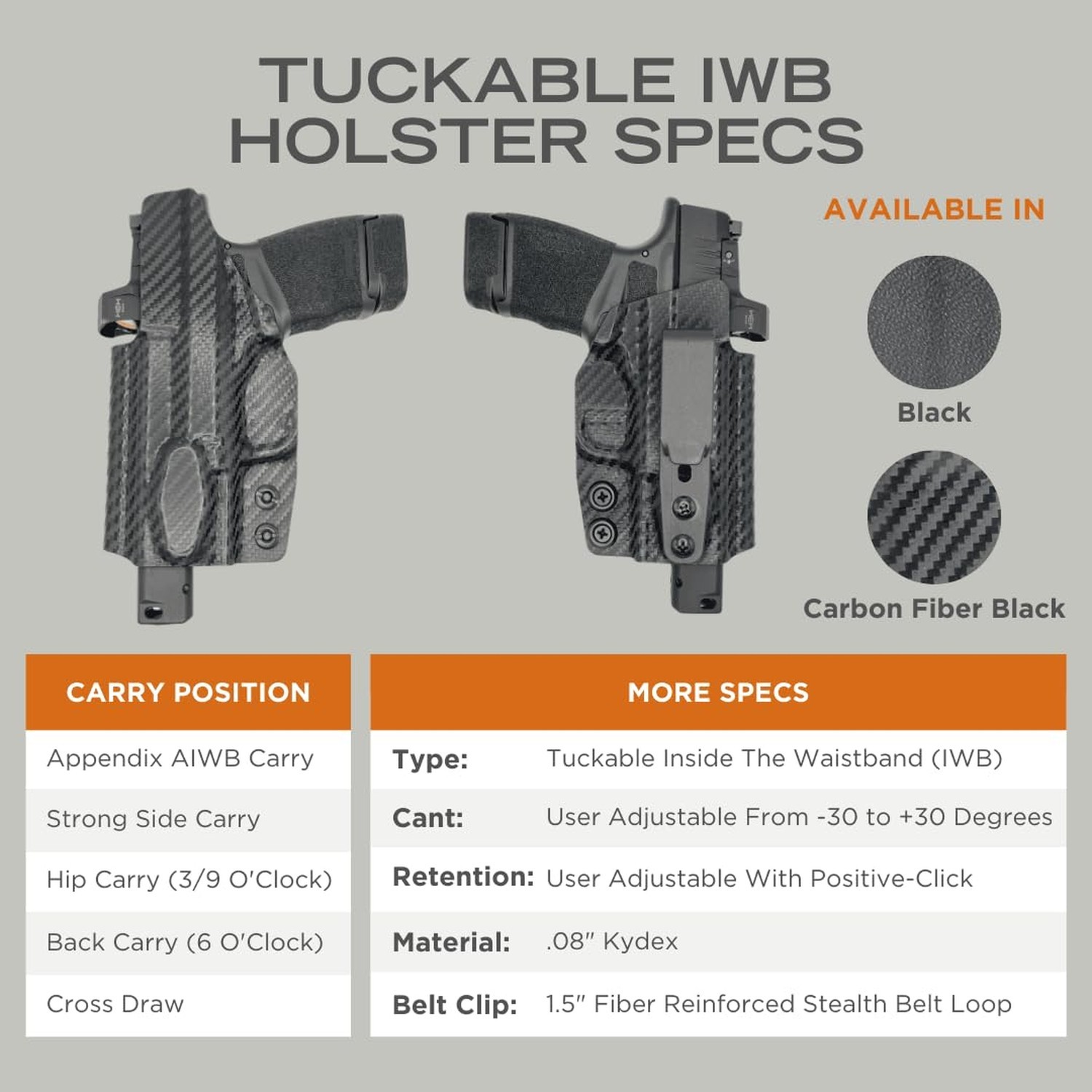 Rounded Tuckable Holster – IWB, Inside Waistband Concealed Carry, American Ma…