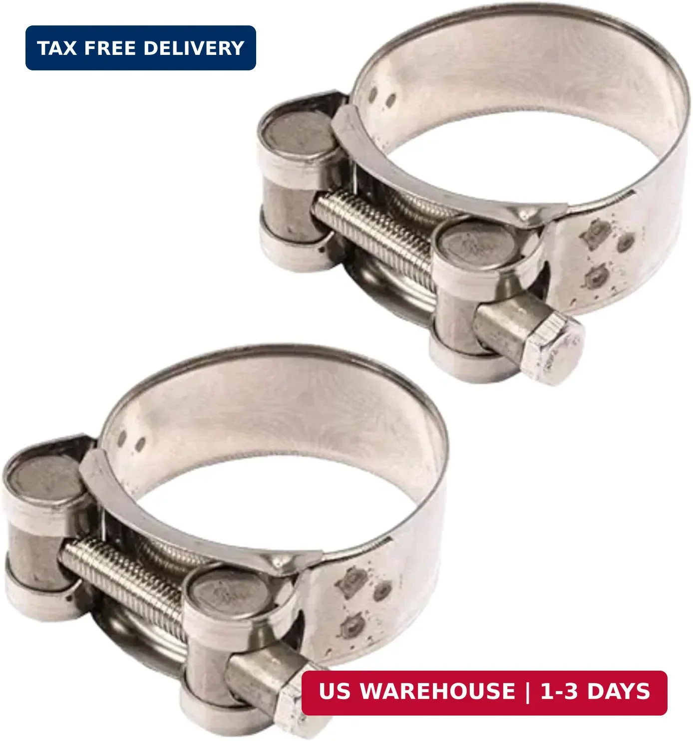 2Pcs Exhaust Clamp Stainless Steel Band Clamp 48-51mm Replacement
