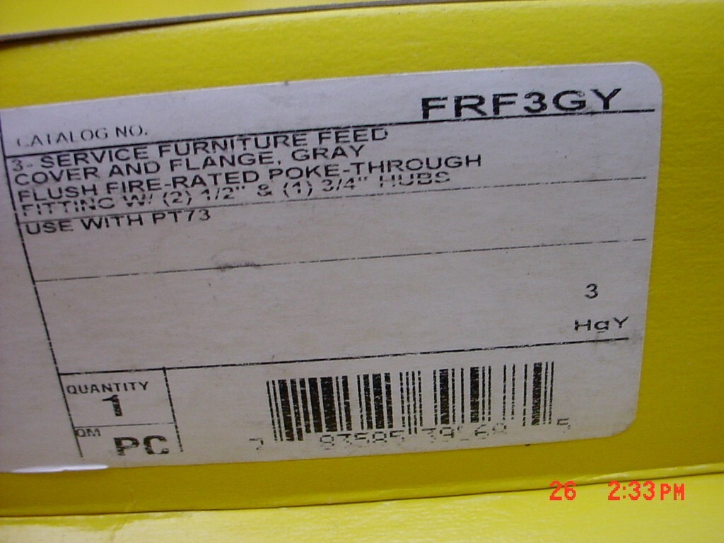 HUBBELL FRF3GY SCRUB SHIELD FEED COVER AND FLANGE FLUSH FIRE RATED