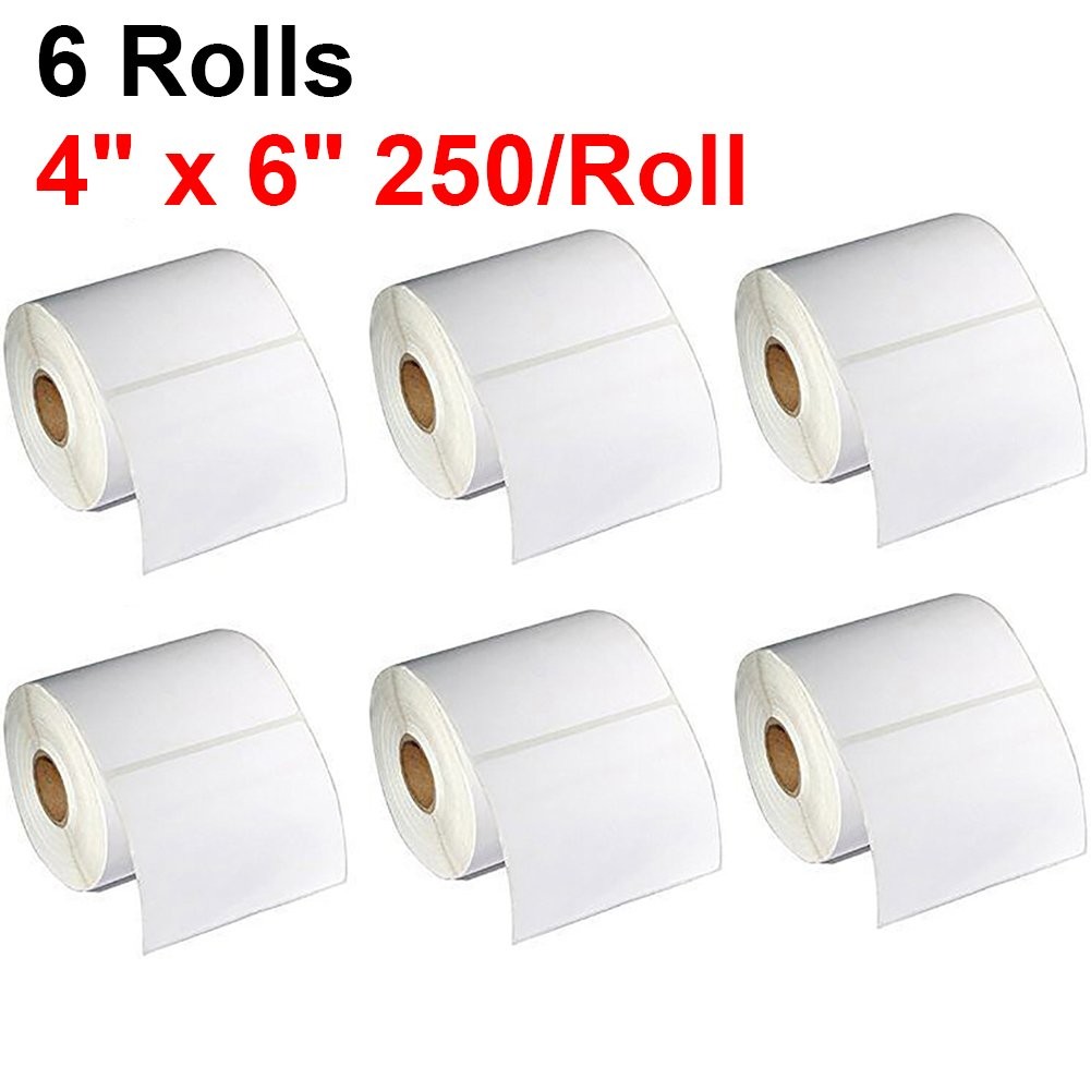 6 Rolls 4″x6″ Direct Thermal Shipping Labels 250/Roll for Zebra LP2844 ZP450