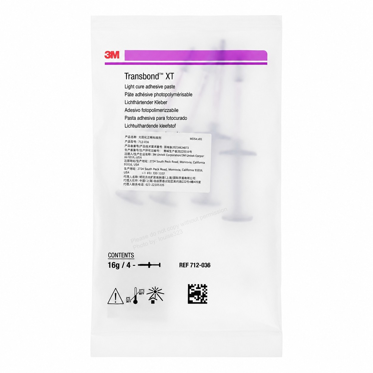 Dental Transbond XT Light Cure Orthodontic Bracket Bonding Adhesv Refill 4 x 4g