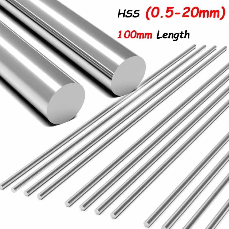 100mm long HSS Round Bar Ø 0.5-20 mm High Speed Steel Rod Metal Tools HRC 62