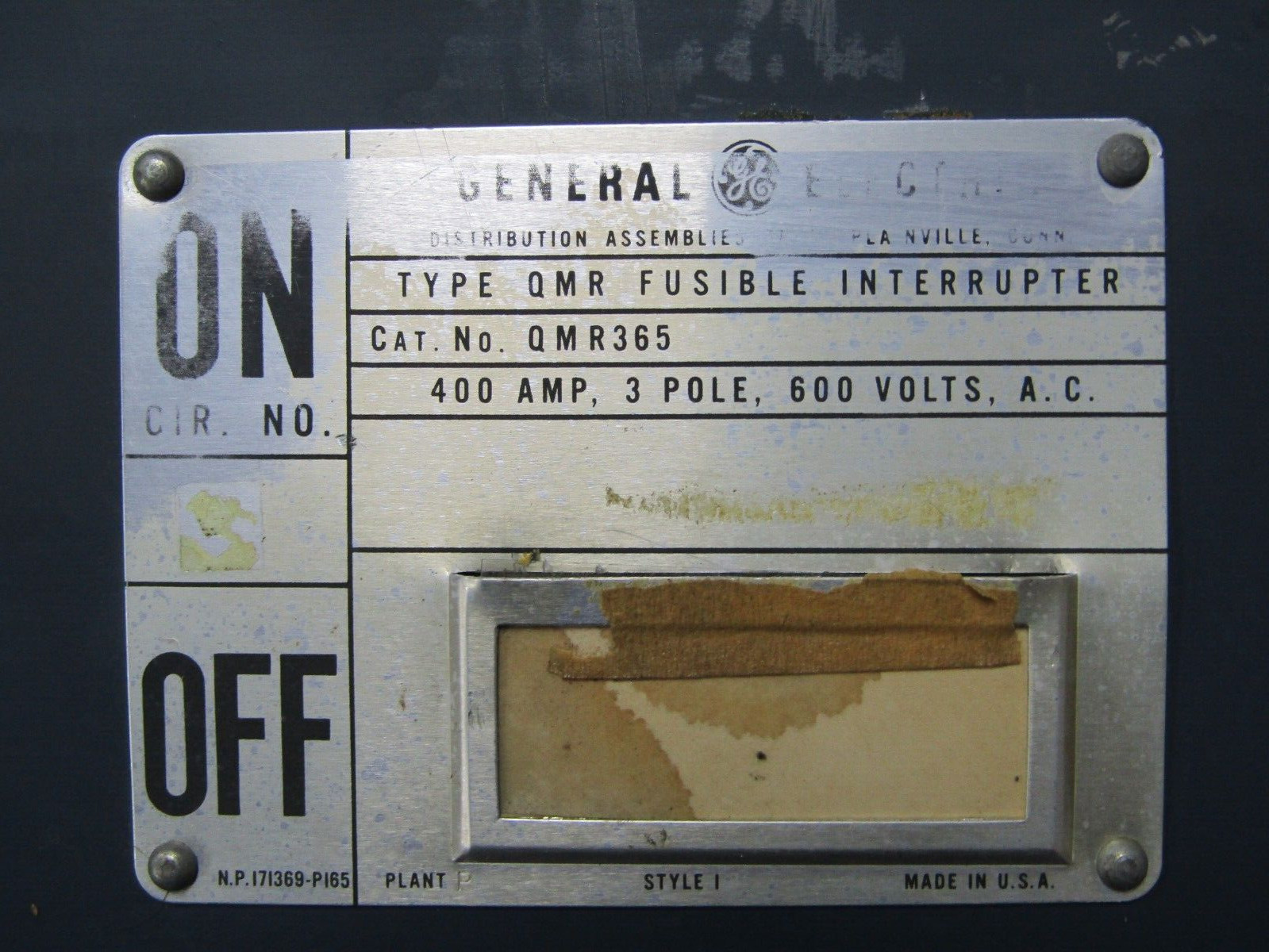 💥GE GENERAL ELECTRIC 400 AMP FUSIBLE INTERRUPTER 3 POLE 600 VAC QMR365