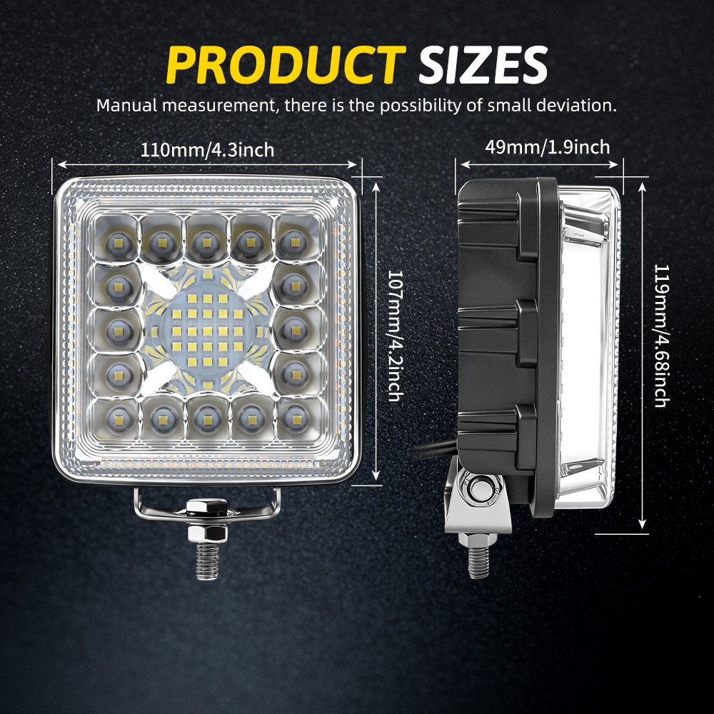 2pcs LED Work Light Flood Lamp 12V 24V for Tractor Truck Dozer Excavator ATV UTV