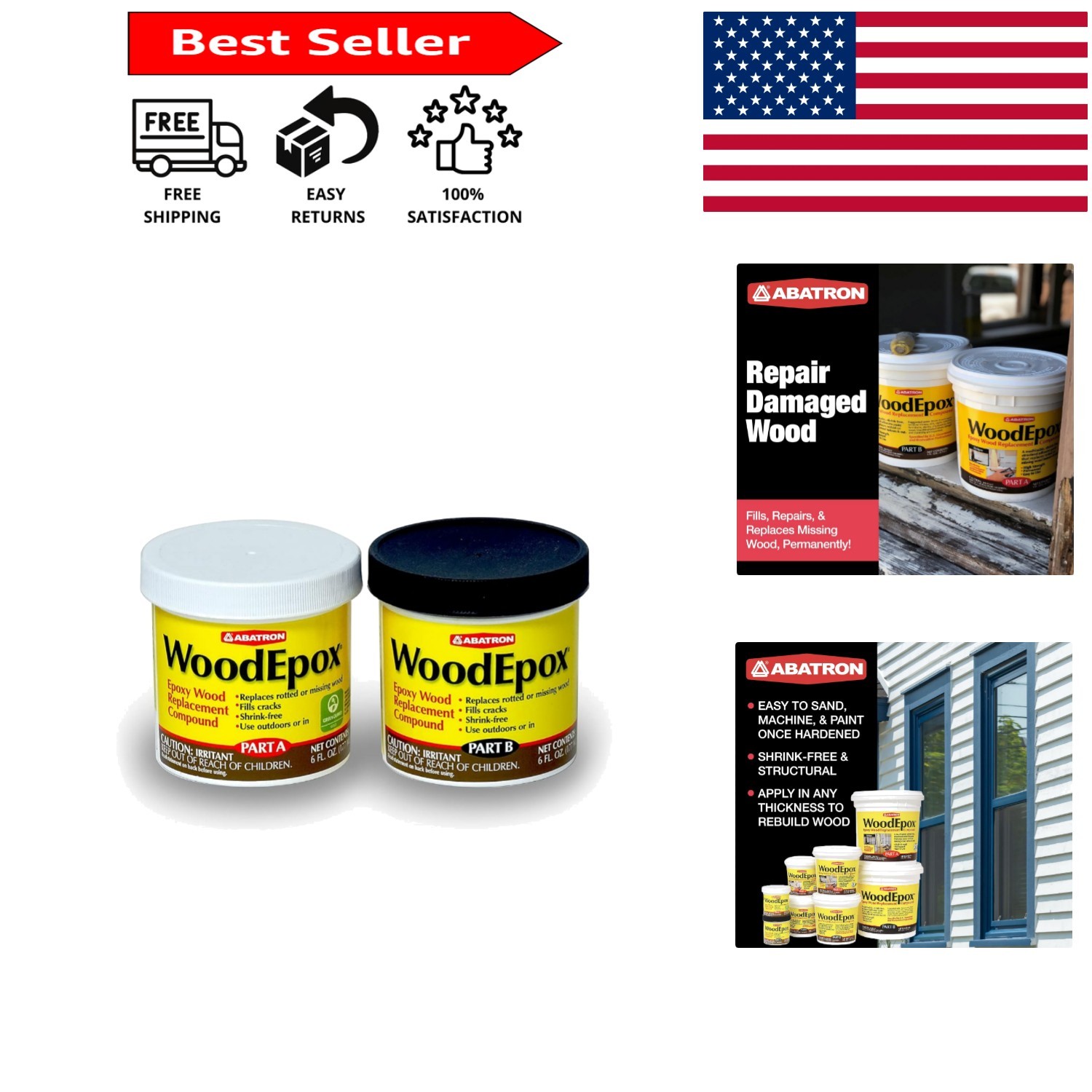 12 oz WoodEpox Water Resistant Epoxy – Ideal for Wood, Concrete, and Masonry