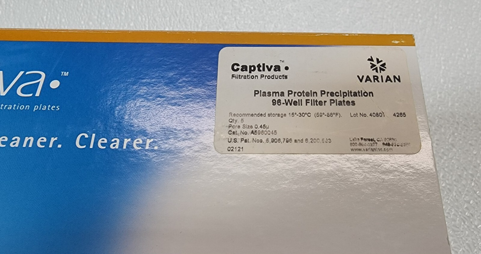 Agilent A5960045 Captiva 96-well plate, 0.45 μm pore, polypropylene filter, 5/pk