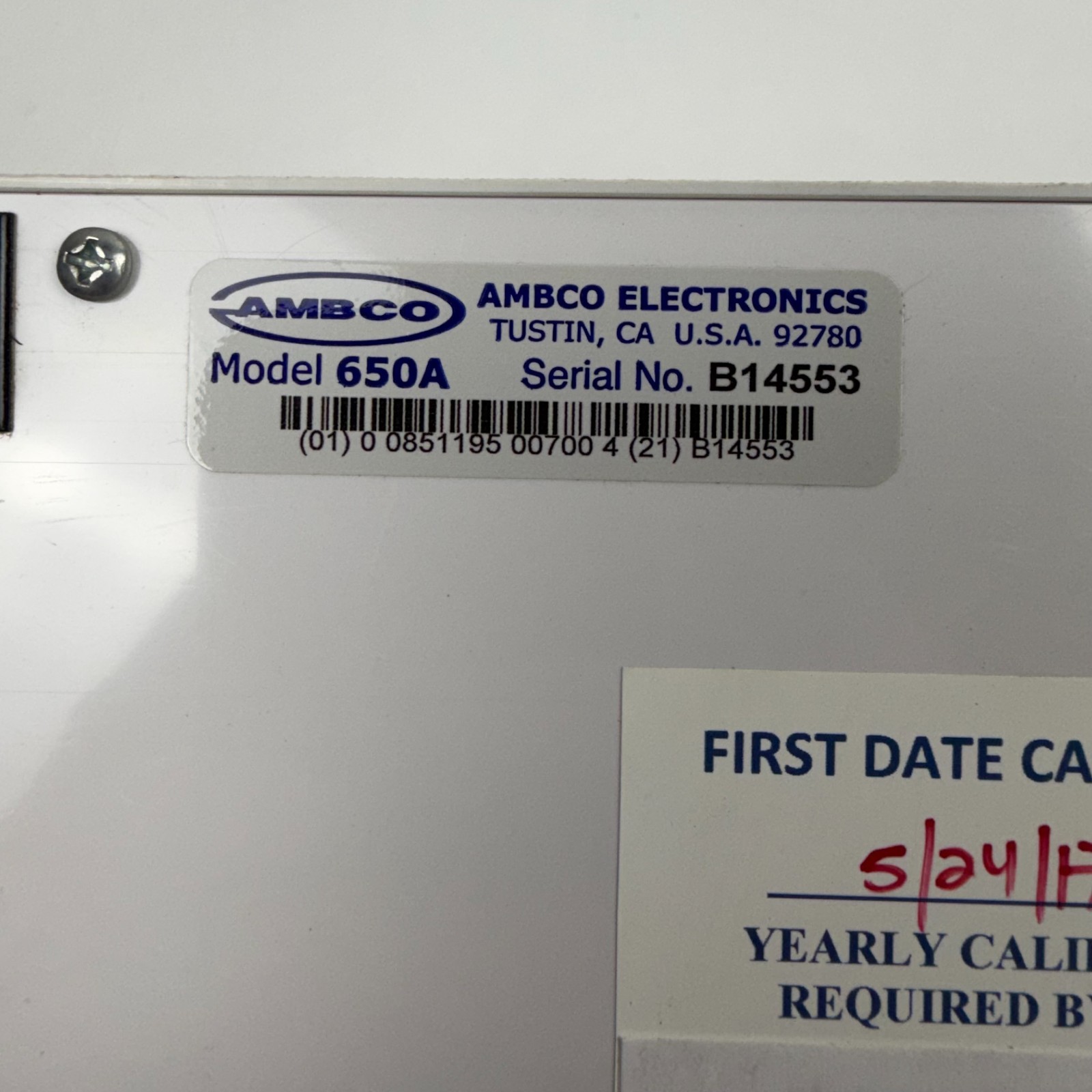 AMBCO 650A Audiometer Hearing Test System w/ Headphones & Response Switch