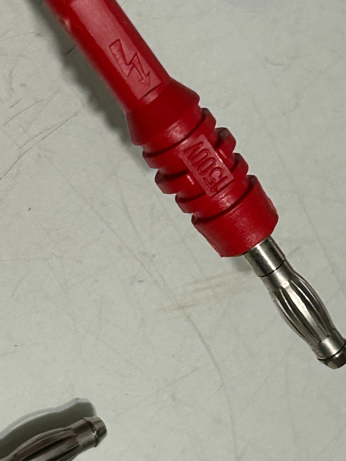 ITT patch cord banana plug ends 2-RED 3-BLACK 21long 16in cord USED Good cond