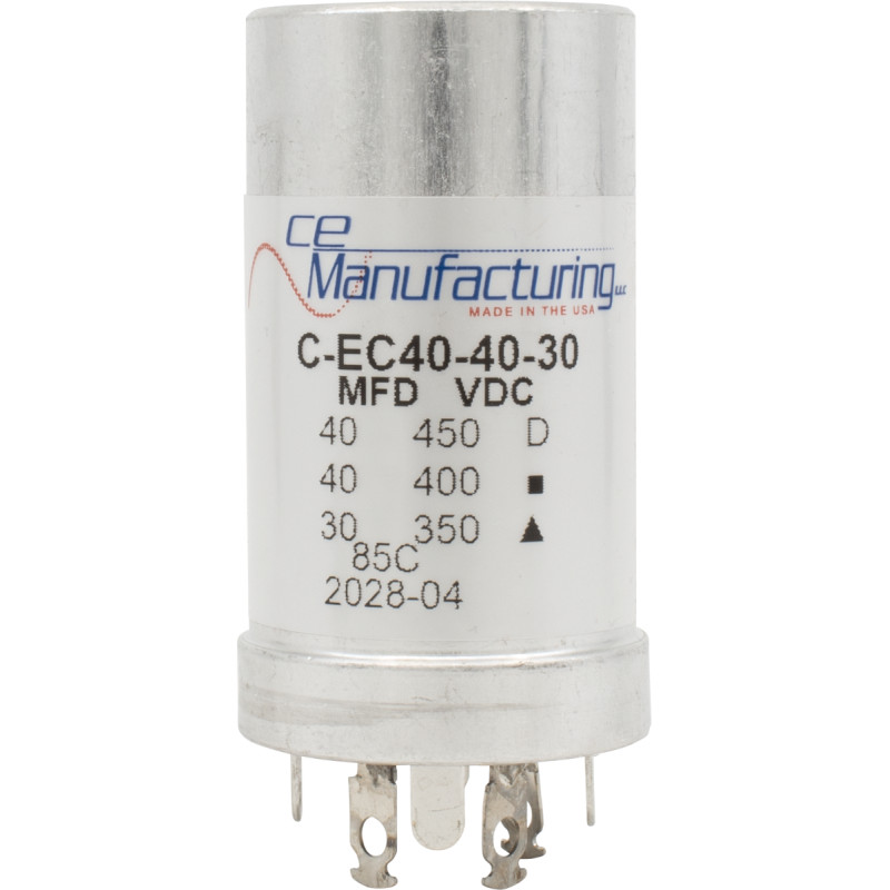 Capacitor, CE Mfg., 40µF/450V, 40µF/400V, 30µF/350V