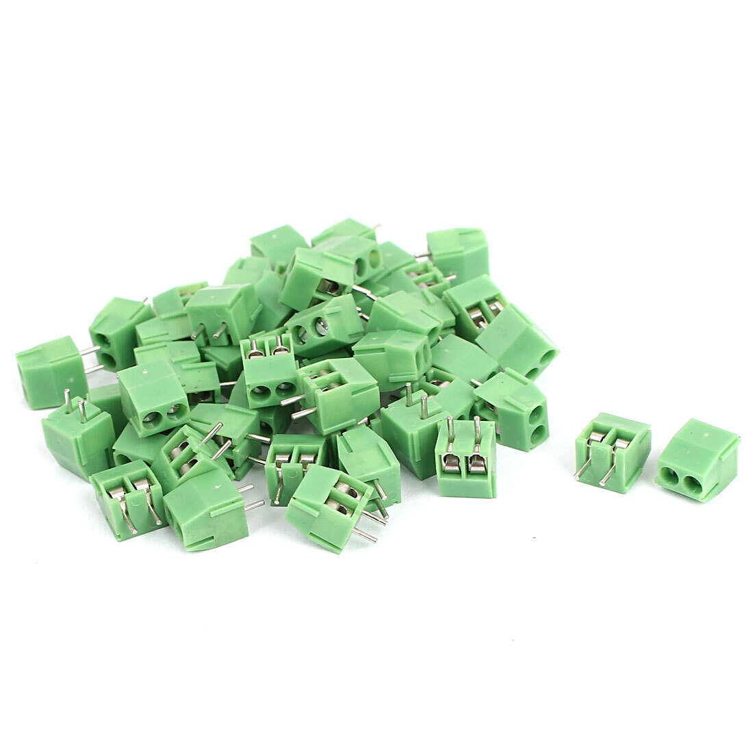 50pcs 2 Pin Screw Terminal Block Connector 3.5mm Pitch Panel PCB Mount Green
