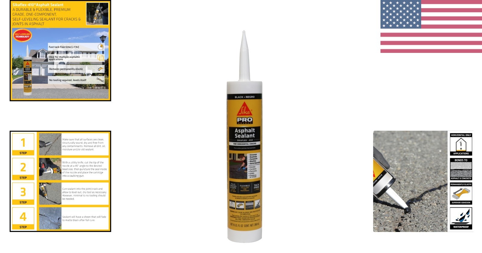 flex-410 Asphalt Sealant, Black, Self-Leveling Hybrid Sealant for Filling Cra…