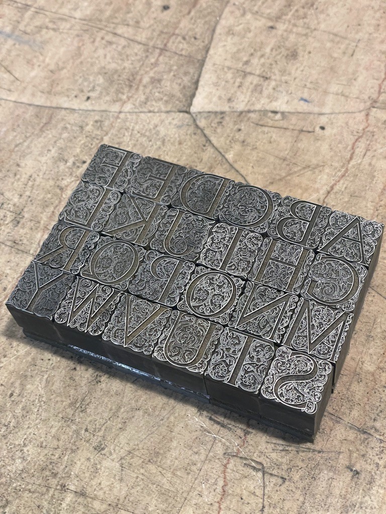 Rare Decorative Ornate Antique Foundry Cast Initial Font Letterpress 48 Pt.