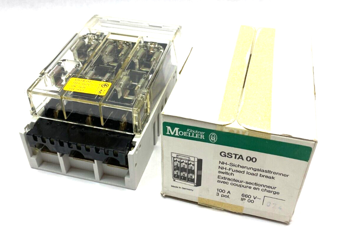 Moeller GSTA 00 100A/660V NH-Fused Load Break Switch Clear Cover 3-Pole IP 00