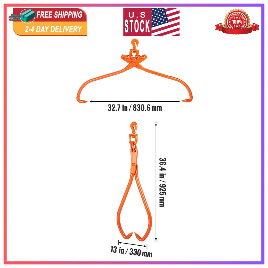 32 Inch Log Skidding Tongs Heavy Duty Steel 2 Claw Lumber Lifting Tool 1543 lbs