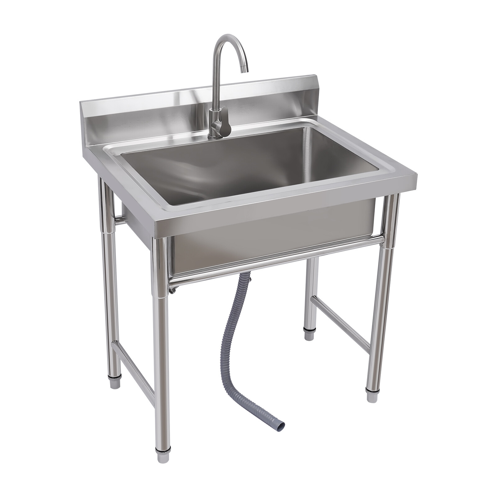 Commercial Stainless Steel 1-Compartment Kitchen Utility Sink With Faucet