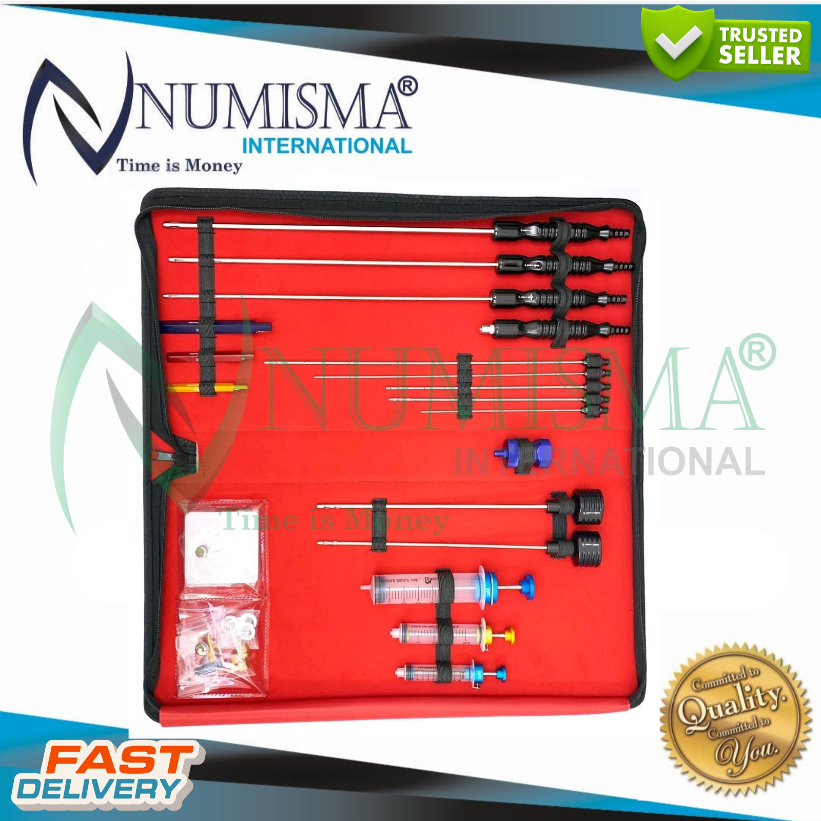 Liposuction Cannulas Fat Grafting Power Handle and Luer Lock 28 Pcs Kit A+