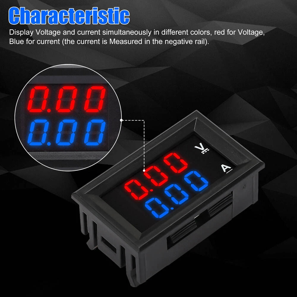 4× DC 100V 10A Voltmeter Ammeter LED Dual Volt Amp Meter Voltage Current Gauge