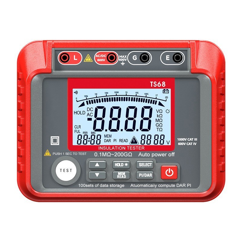 2500V Insulation Resistance Tester Megohmmeter DAR PI Data Storage AC DC Volt US