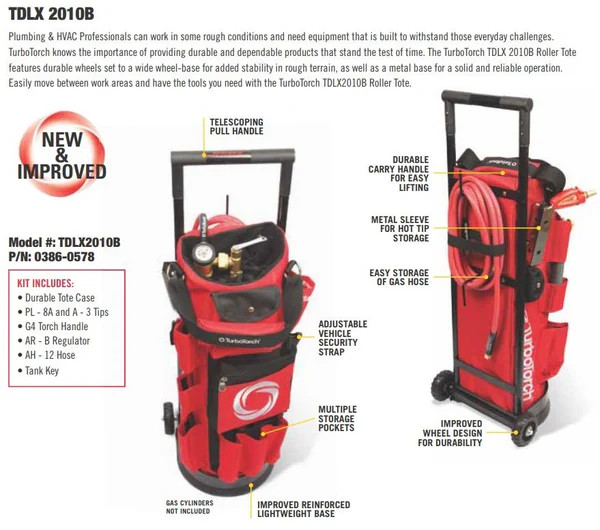 TurboTorch 0386-0578 TDLX 2010B Carrier Kit Outfits, Air Fuel, Acetylene