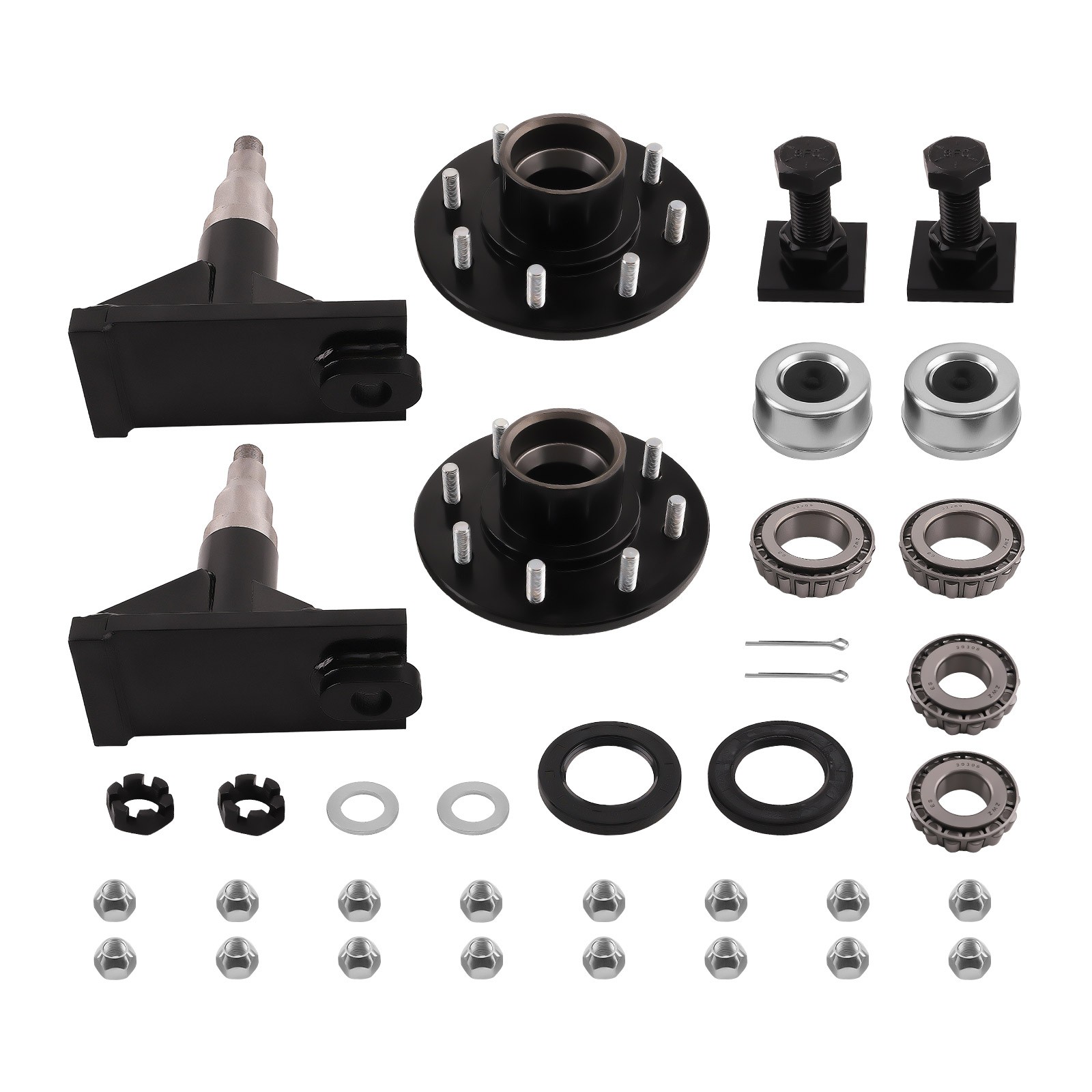 8×6.5 8000LB Lug Superior Shipping Container Wheels Bolt-on Spindle Kit