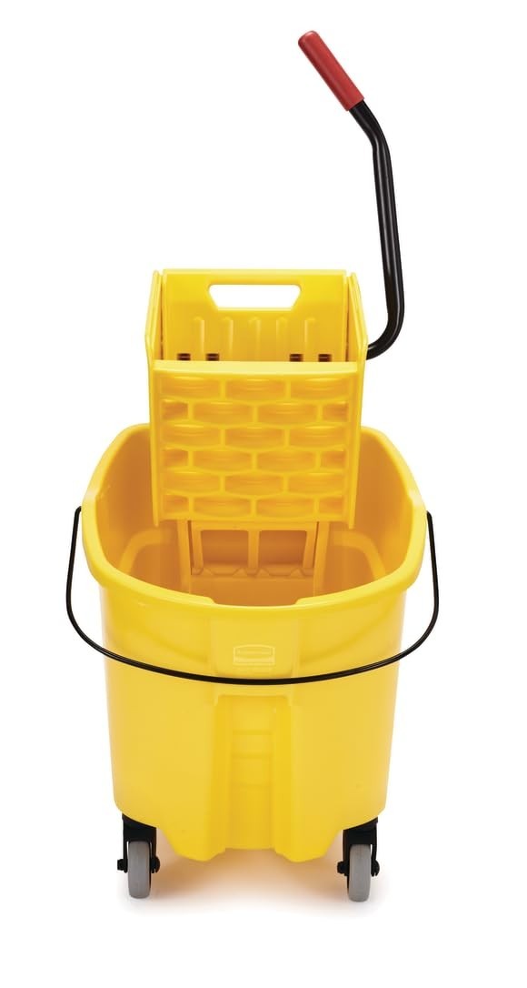 Rubbermaid WaveBrake 35 Qt Mop Bucket Wringer Combo Wheels Yellow Duty