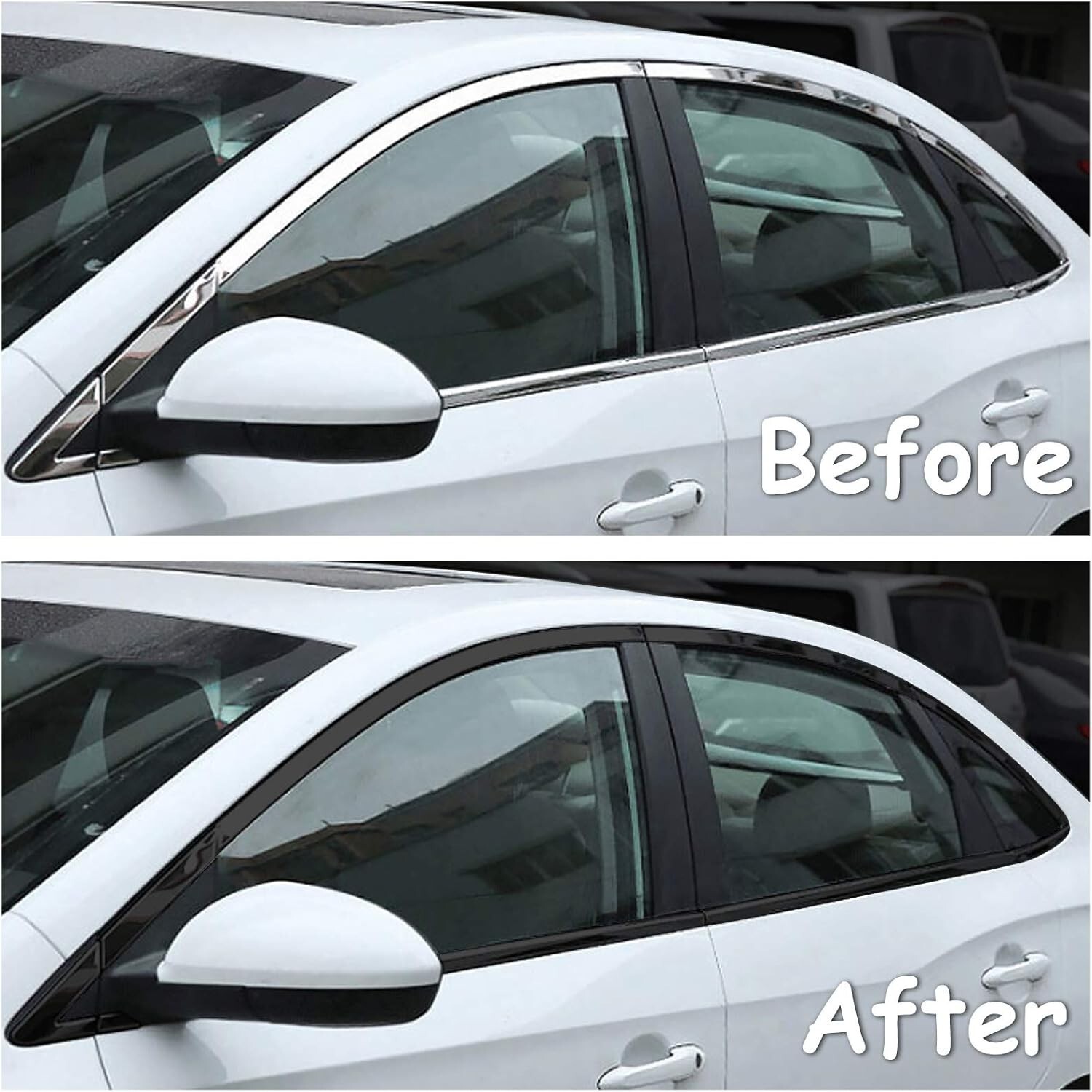 High Gloss Vinyl Wrap Kit For Black Out Chrome Delete Window Trim Door Free Tool