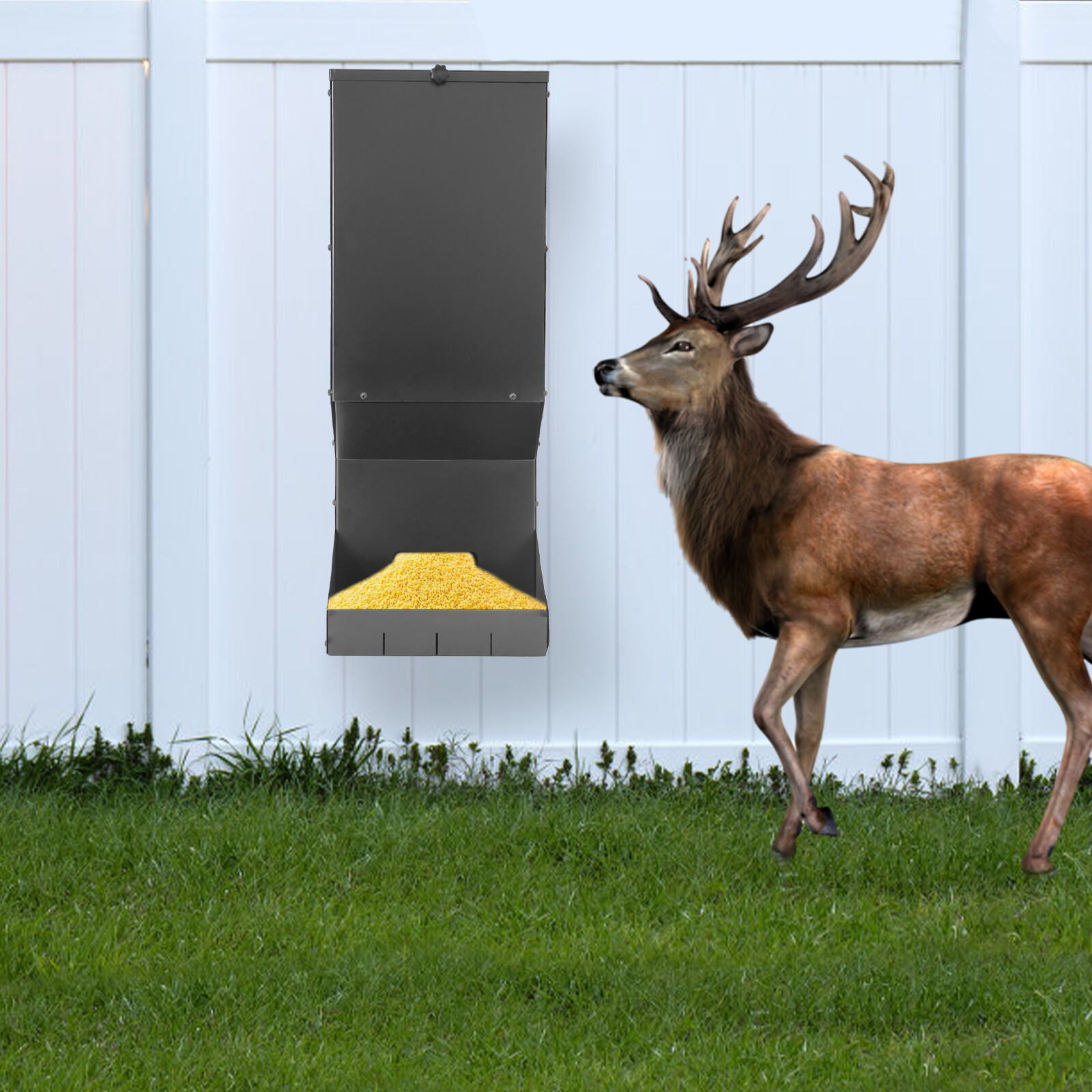 Hanging Deer Feeder Automatic Feed Dispenser With Waterproof Lid For Wildlife