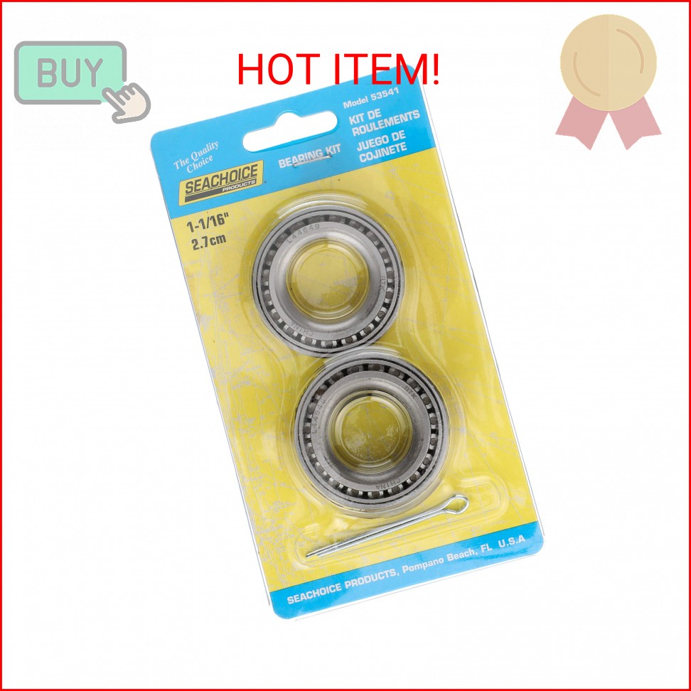 Seachoice Marine Boat Trailer Wheel Bearing Kit, 1-1/16 Inch Diameter Axle, Set