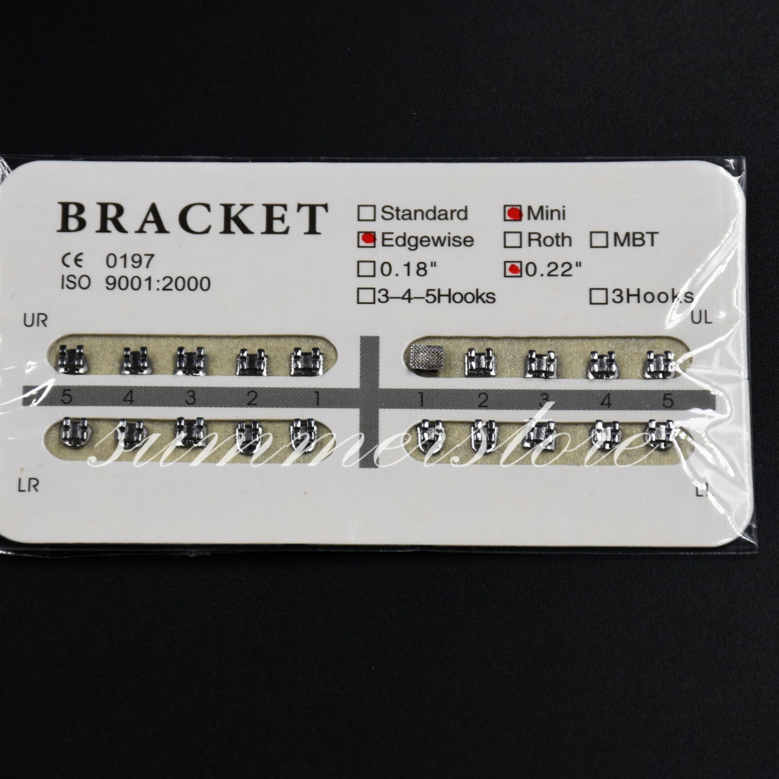 Dental Ortho Bracket Braces Mini/Standard 018/022 Roth/MBT/Edge No/3/345 Hooks
