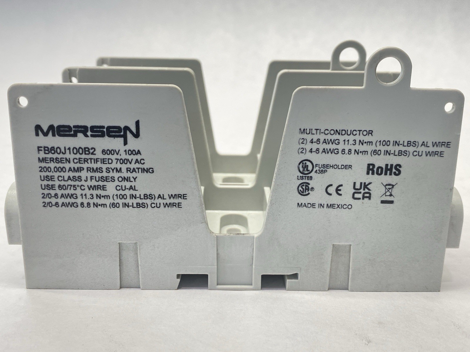 Mersen FB60J100B2 Fuse Block Class J 2P 100A 600V