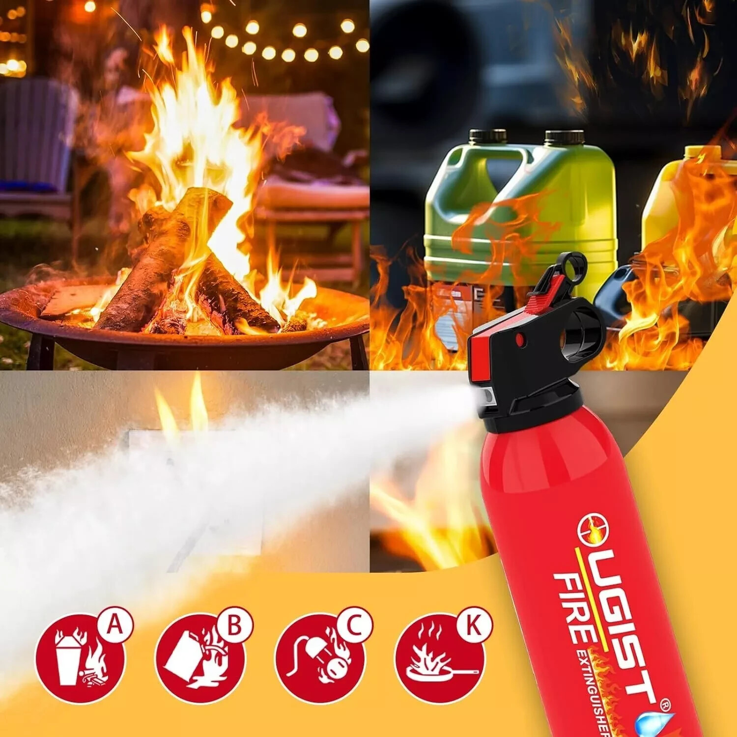 4 In1 Fire Extinguisher with Mount Fire Extinguishers for the House/Car/Kitchen
