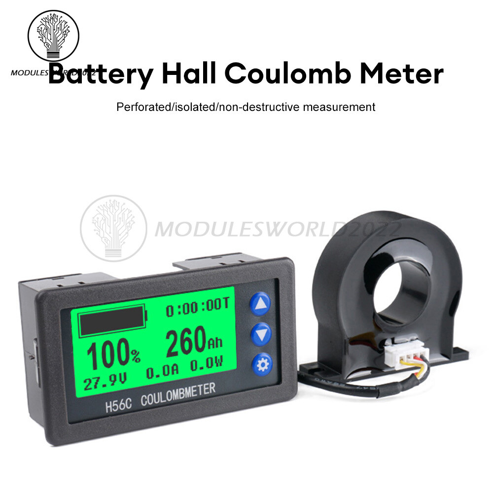 DC 9-100V 100A/400A Battery Level Monitor Hall Coulomb Meter Voltmeter Ammeter