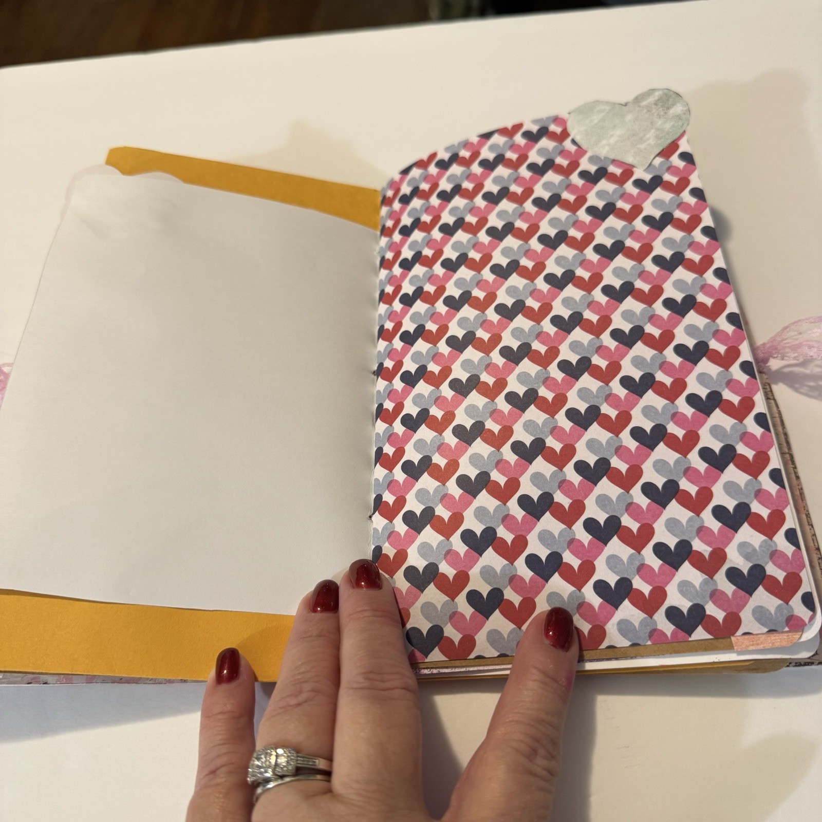 Handmade Junk Journal Valentine Theme Measures 8.5 X 5.5 Inches