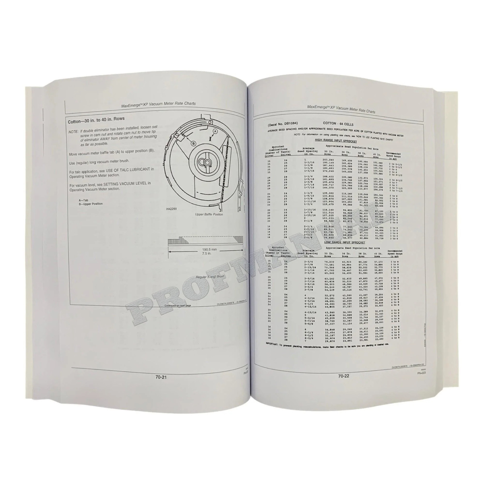 JOHN DEERE DB44 DB58 DB60 DB66 PLANTER OPERATORS MANUAL