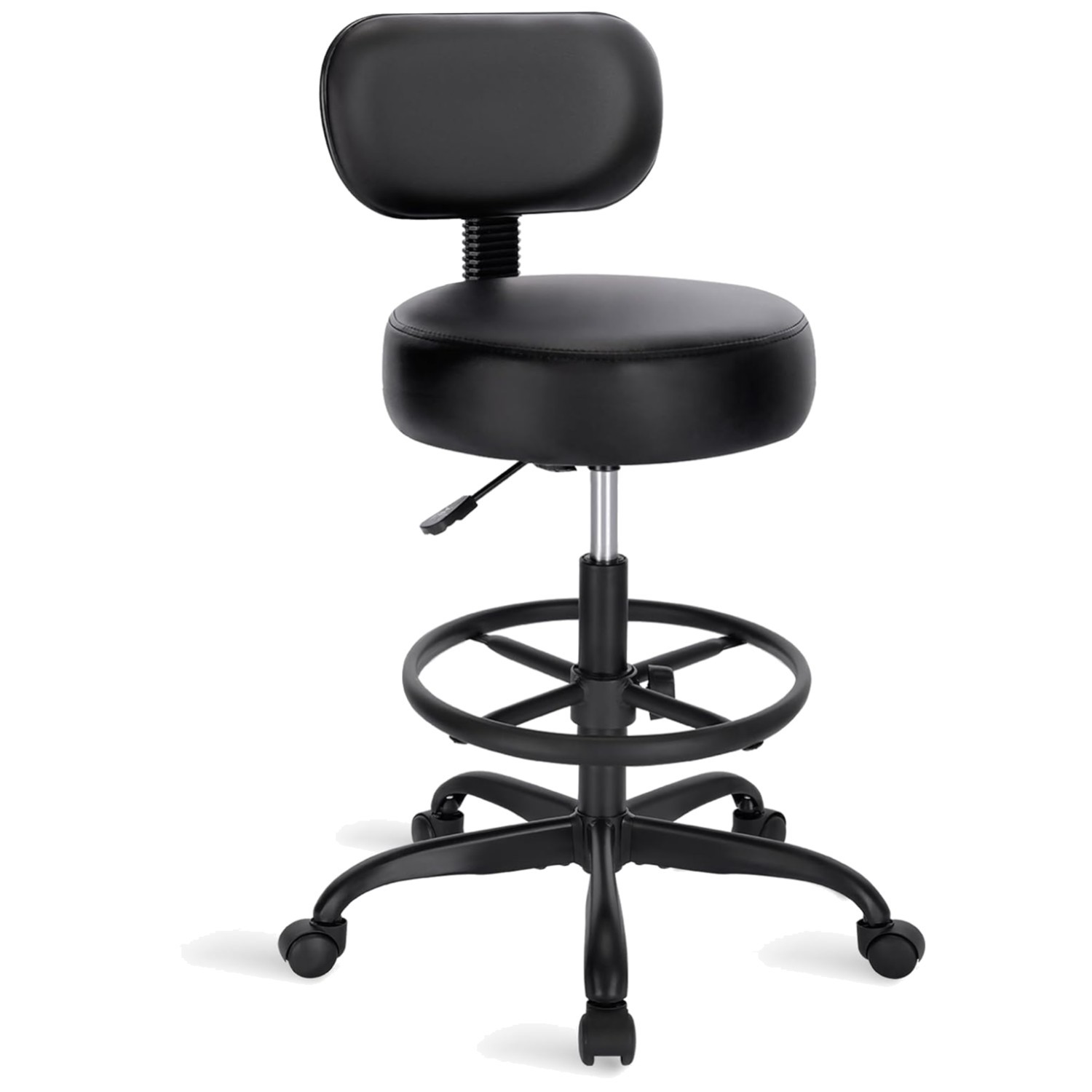 Adjustable Drafting Chair with Back & Foot Rest – All Black