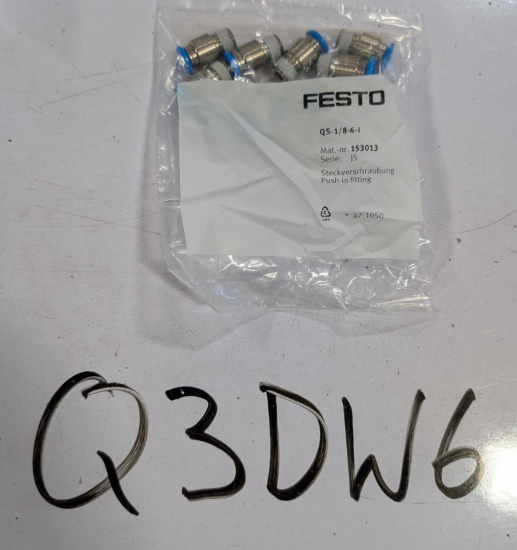 New Bag of 10 QS-1/8-6-I FESTO, PUSH-IN FITTING (Q3DW6)