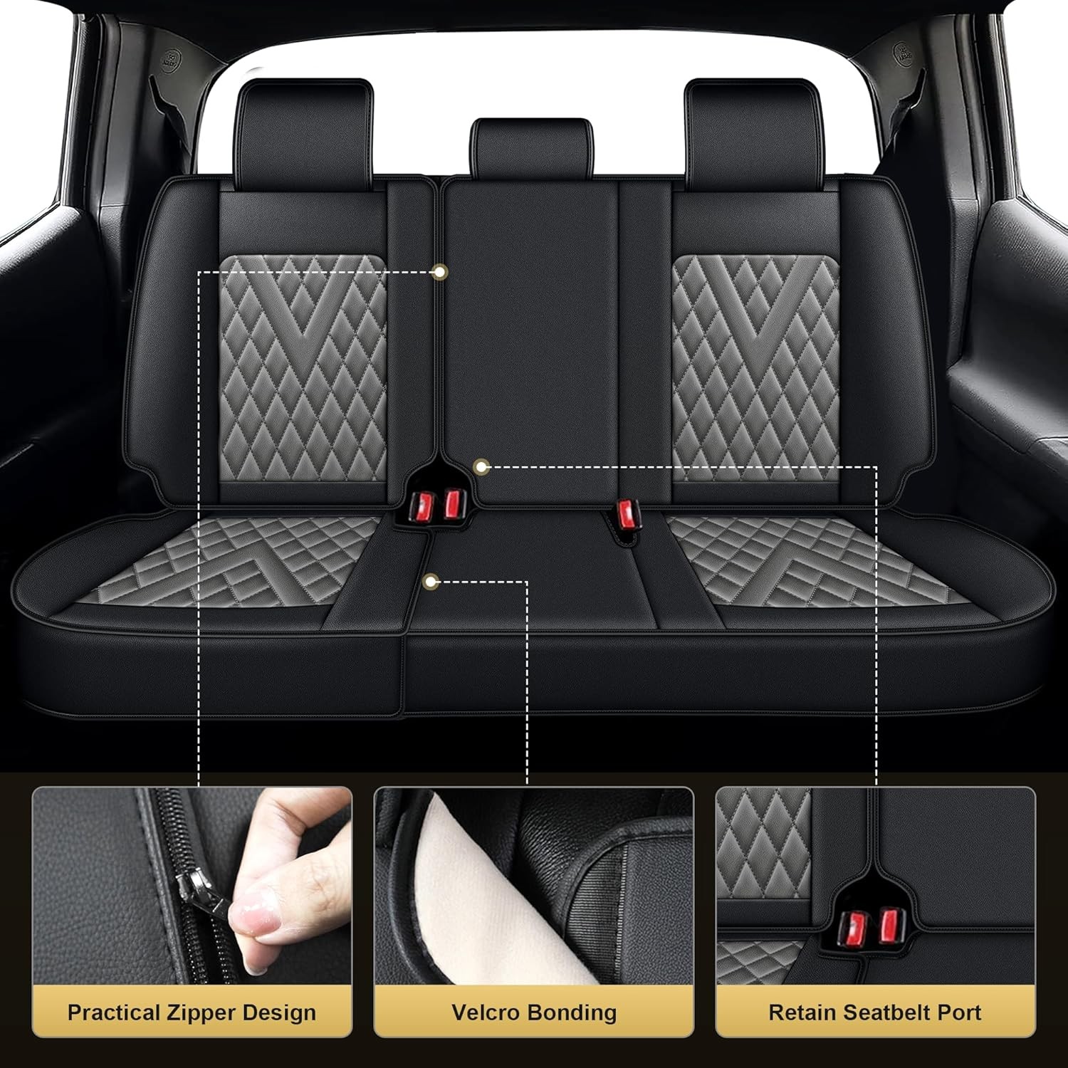 For Toyota Tacoma: 2005-2025 2026 Truck Set Car Seat Covers Synthetic Leather